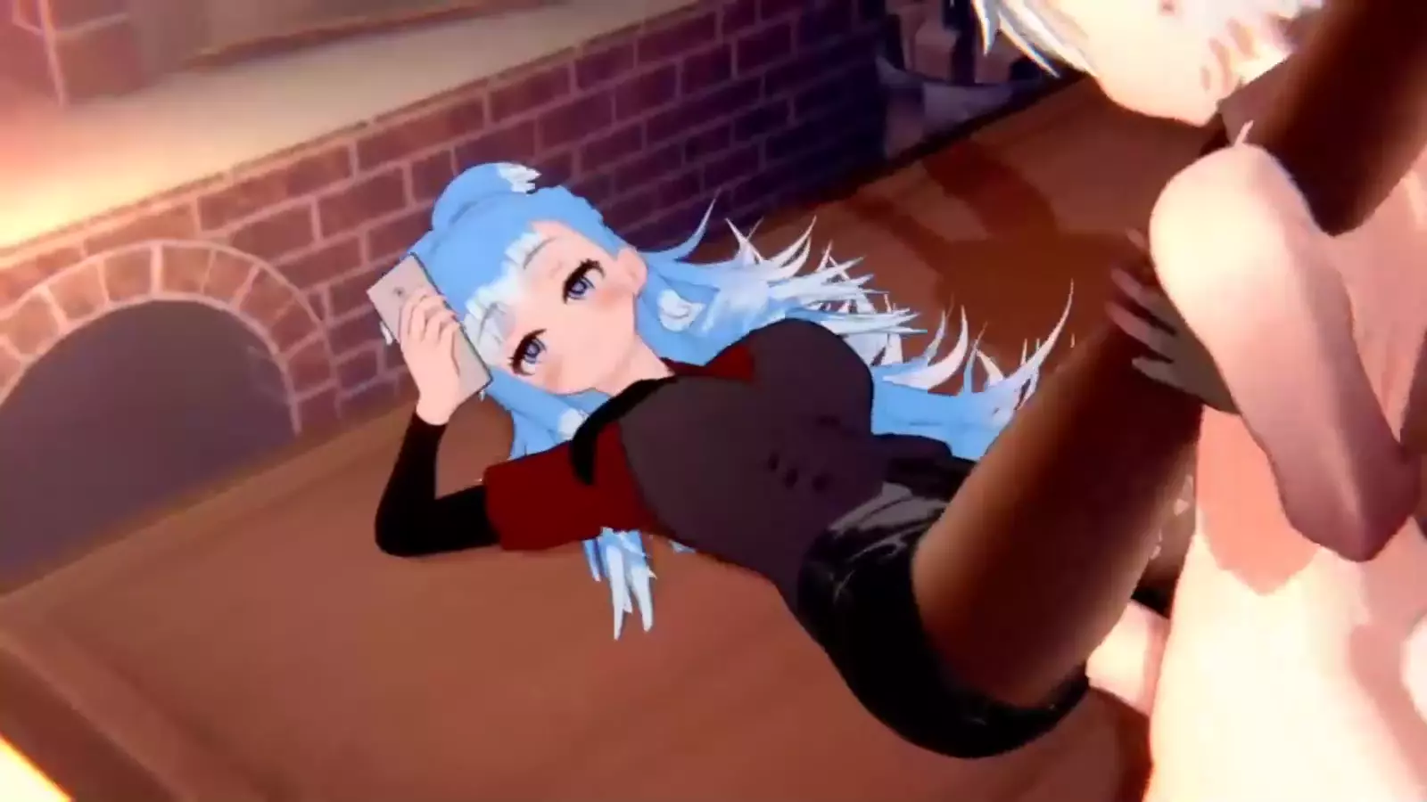 Elf futa sans tomcat lying her back with spread limbs